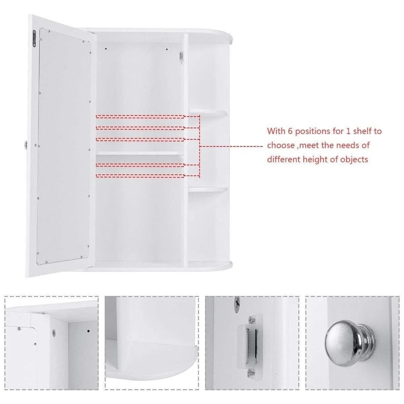 Space Saving Wall Mount Bathroom Cabinet With Mirror Door Ideal For Over Toilet Storage 7