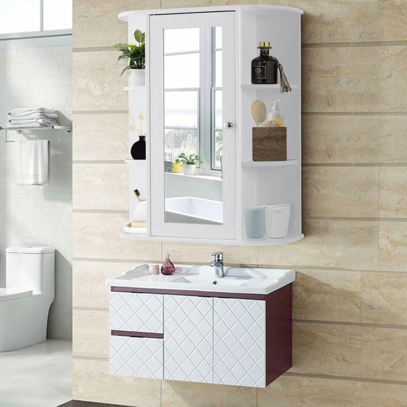 Space Saving Wall Mount Bathroom Cabinet With Mirror Door Ideal For Over Toilet Storage 0