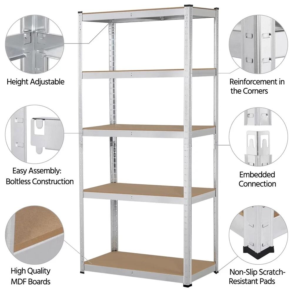 5 Tier Heavy Duty Freestanding Garage Shelving Rack Organizer 3