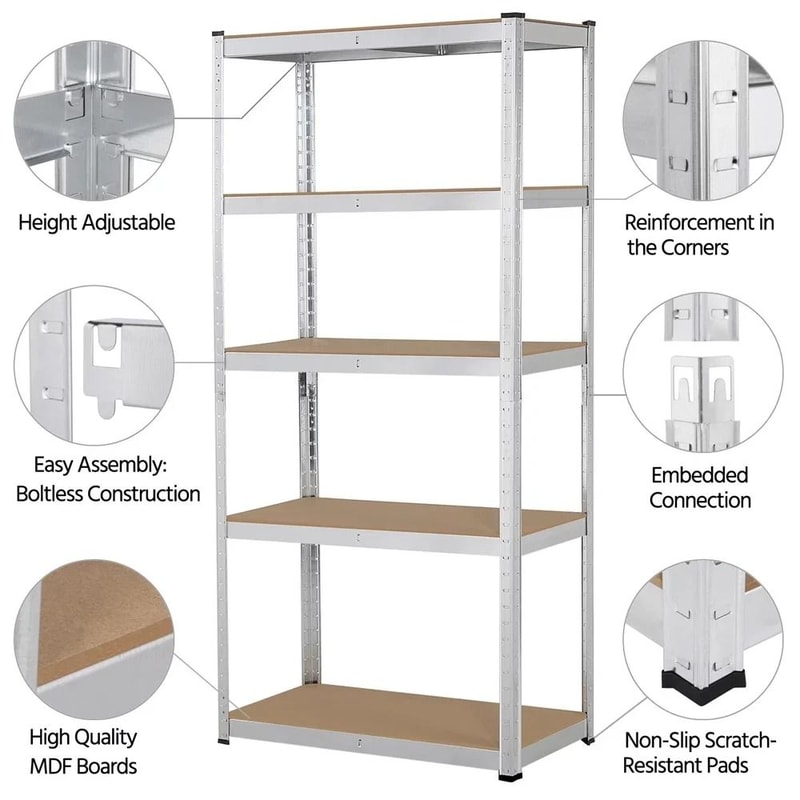 5 Tier Heavy Duty Freestanding Garage Shelving Rack Organizer 3