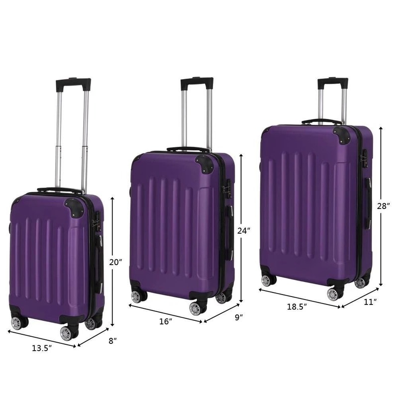 Travel Spinner Luggage Set With TSA Lock Durable ABS Trolley Carry On Suitcase 6