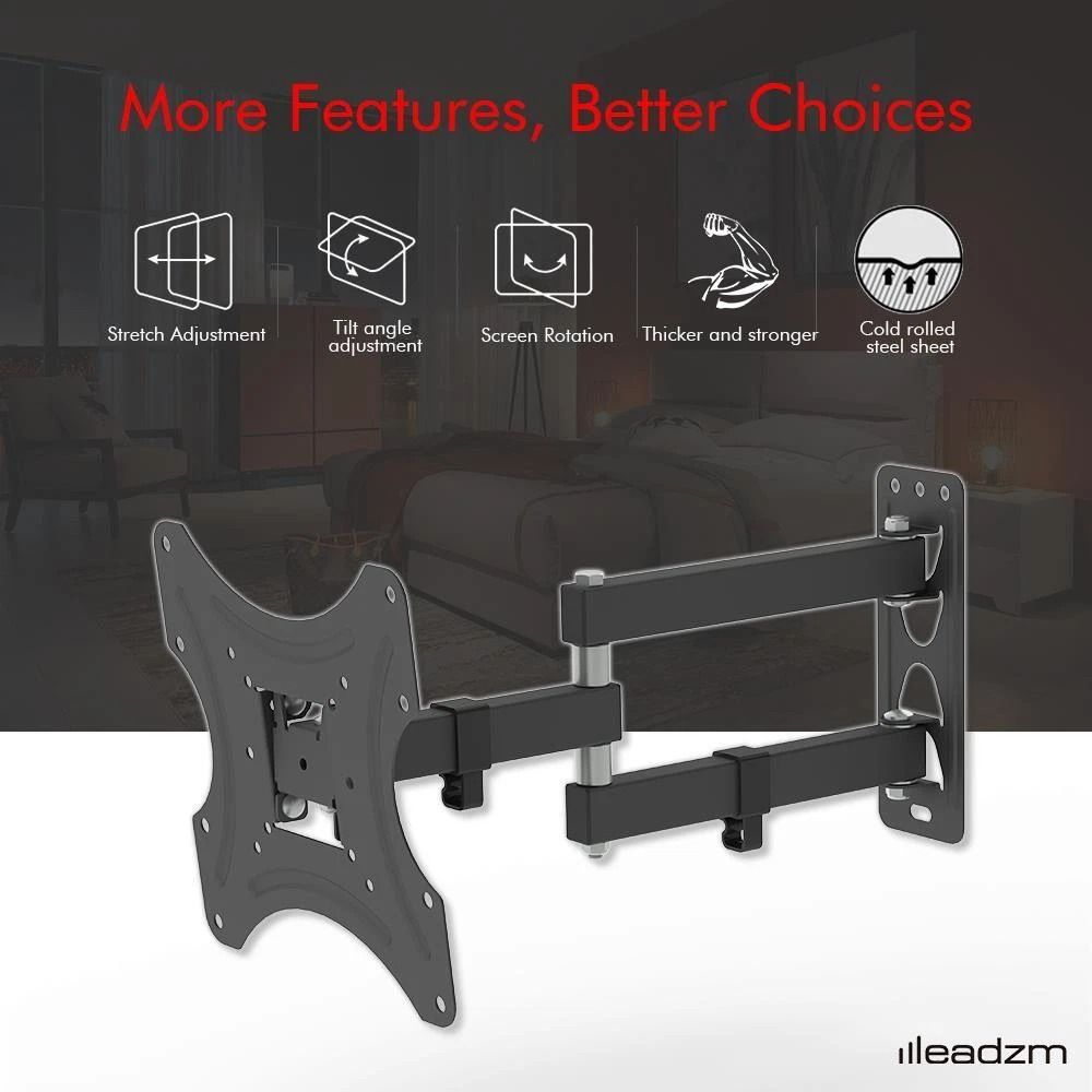 Full Motion TV Wall Mount Bracket Tilt Swivel Compatible 7