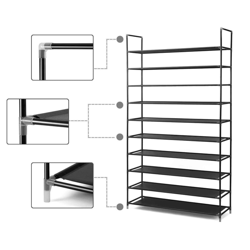 Portable 10 Tier NonWoven Fabric Shoe Rack Organizer SpaceSaving Storage Solution For Shoes 1