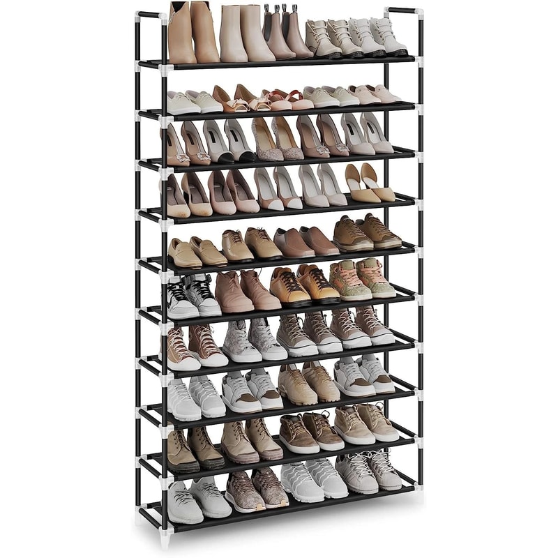 Portable 10 Tier NonWoven Fabric Shoe Rack Organizer SpaceSaving Storage Solution For Shoes 8