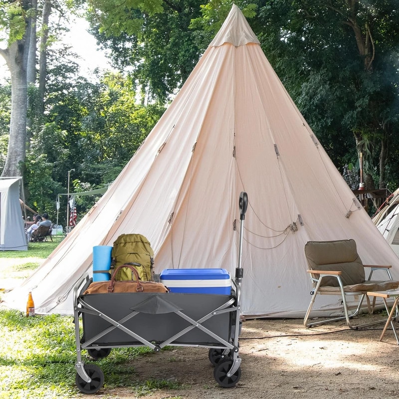 Wagon Folding Cart Collapsible Garden Beach Utility For Outdoor Camping Sports Gray 9