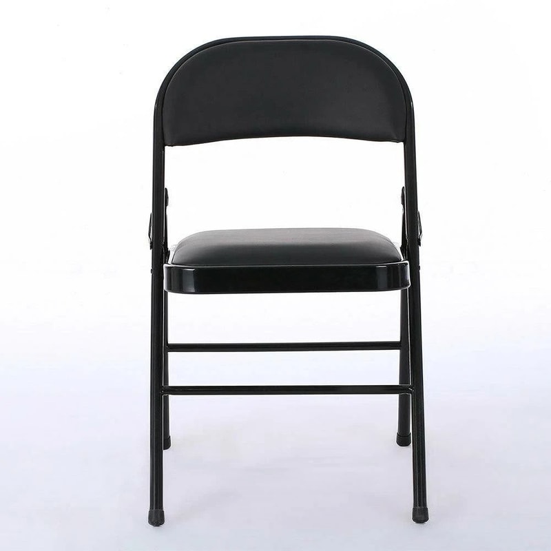 Set Of Fabric Padded Seat Folding Chairs With Metal Frame For Home Dining Black 1