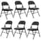 Set Of Fabric Padded Seat Folding Chairs With Metal Frame For Home Dining Black 5