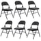 Set Of Fabric Padded Seat Folding Chairs With Metal Frame For Home Dining Black 5