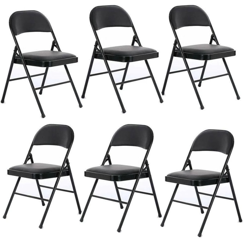 Set Of Fabric Padded Seat Folding Chairs With Metal Frame For Home Dining Black 5
