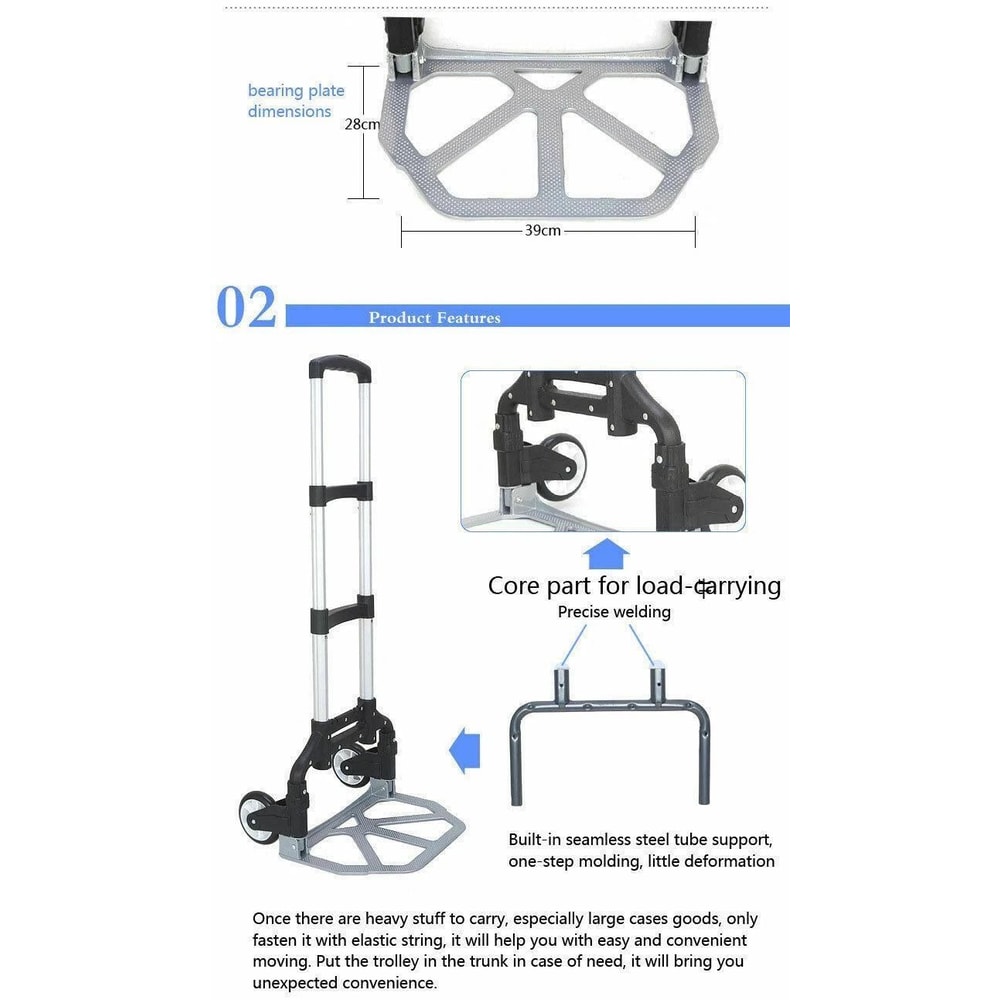 Compact Aluminium Folding Push Cart Portable Travel Shopping Trolley Luggage 2