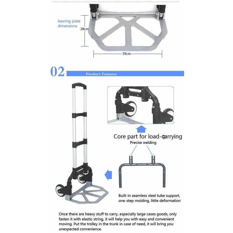 Compact Aluminium Folding Push Cart Portable Travel Shopping Trolley Luggage 2