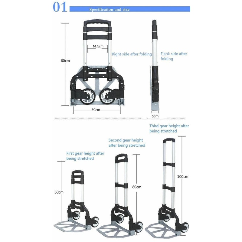 Compact Aluminium Folding Push Cart Portable Travel Shopping Trolley Luggage 3