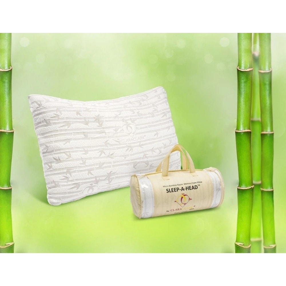 Clara Clark Memory Foam Bamboo Pillow King Queen Sizes Cooling Comfort 0