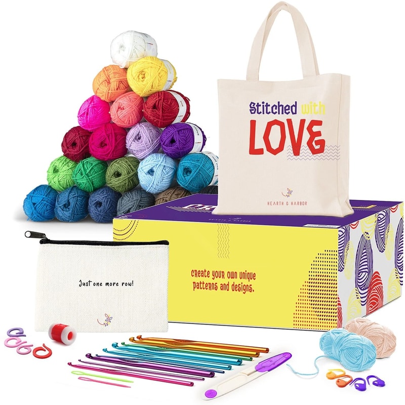 Beginner Crochet Kit With Yarn Hooks Accessories Set 4