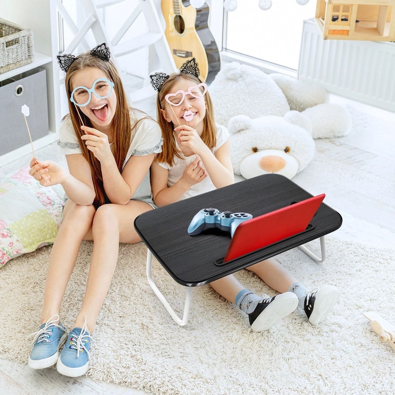 Adjustable Laptop Lap Desk With Foldable Stand And Cup Slot 0