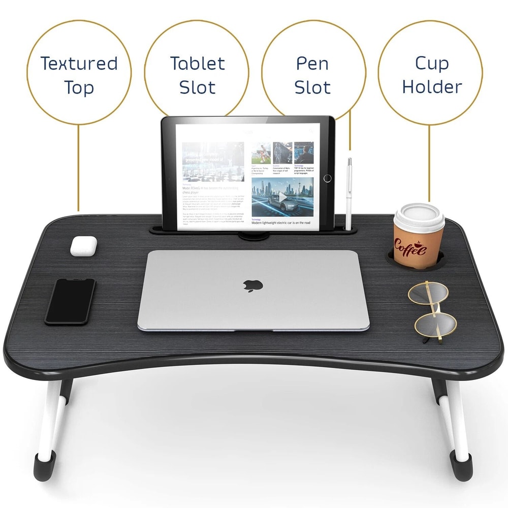 Adjustable Laptop Lap Desk With Foldable Stand And Cup Slot 8