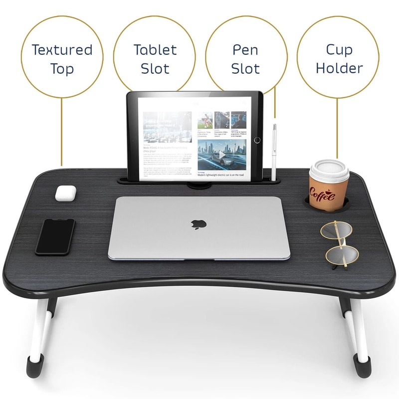 Adjustable Laptop Lap Desk With Foldable Stand And Cup Slot 8