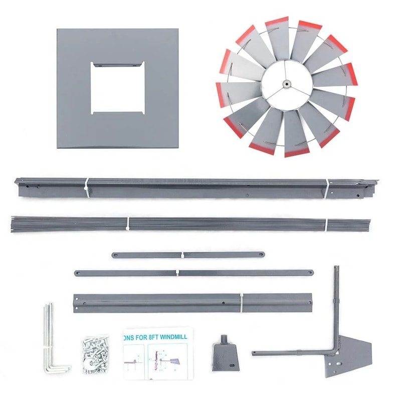 Ornamental Outdoor Garden Windmill Weather Vane Durable Galvanized Gray 7