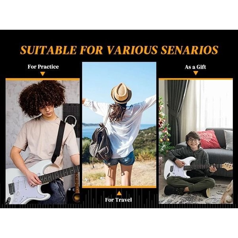 Glarry White 6 String Electric Guitar With Gig Bag Strap For Beginners 1