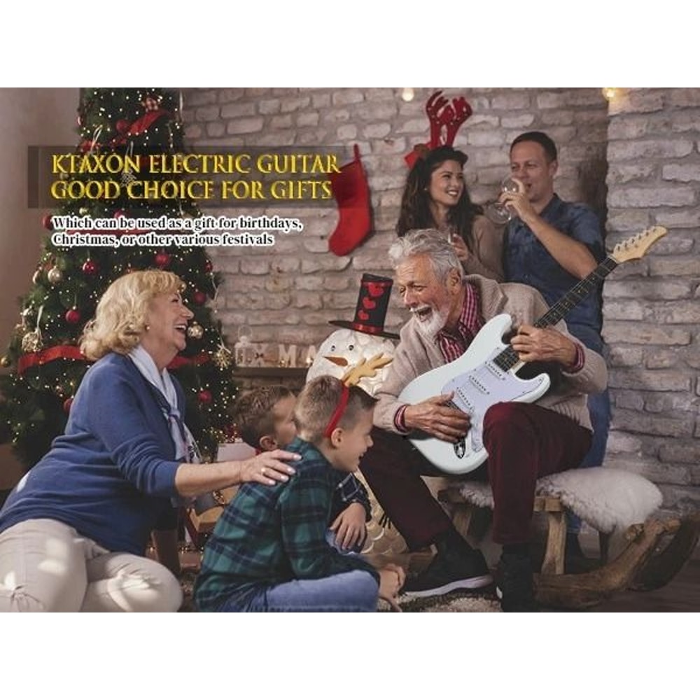 Glarry White 6 String Electric Guitar With Gig Bag Strap For Beginners 2