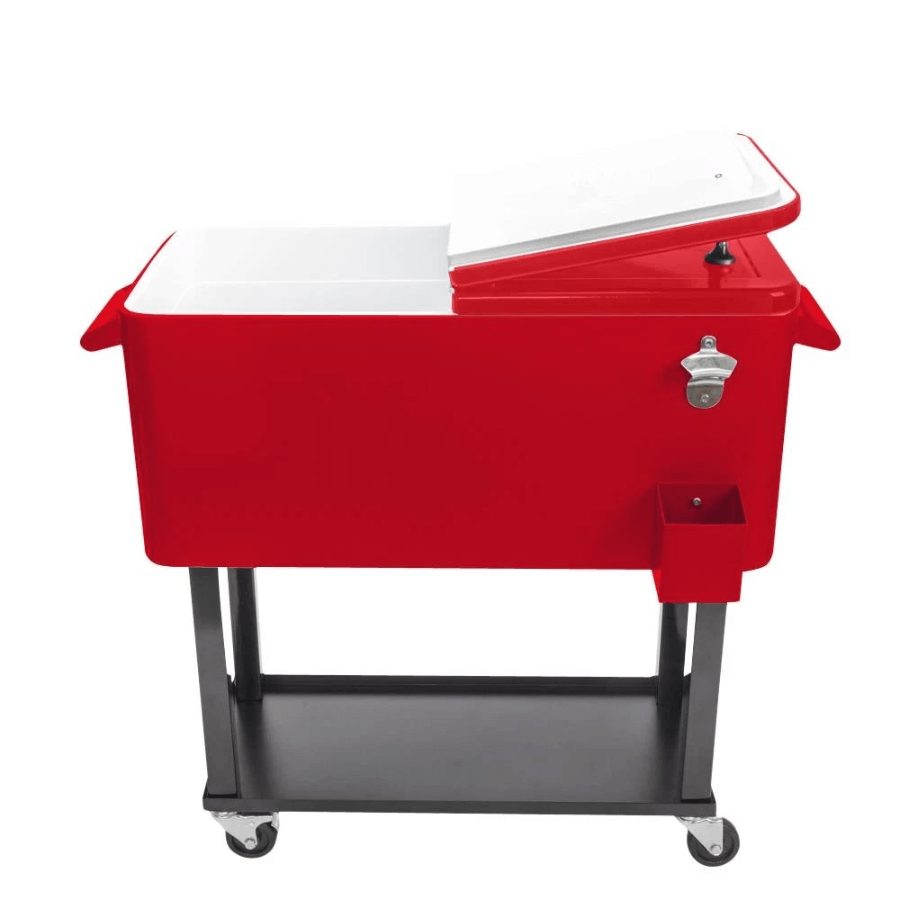 Rolling Party Cooler Cart With Wheels And Shelf For Patio Drinks 2