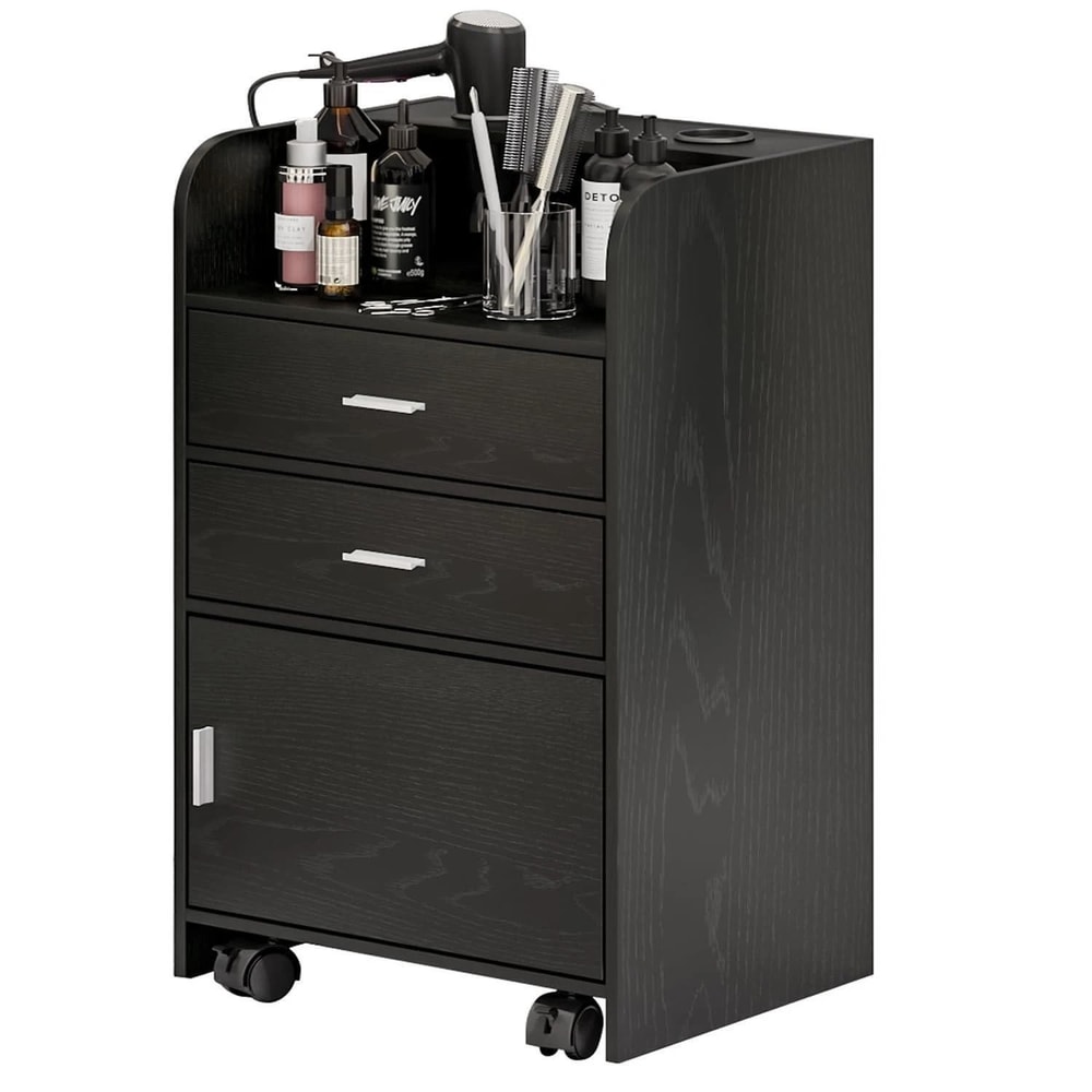 Professional Barber Salon Trolley Cart With Locking Wheels Drawer Storage And Hair Dryer Holder 10