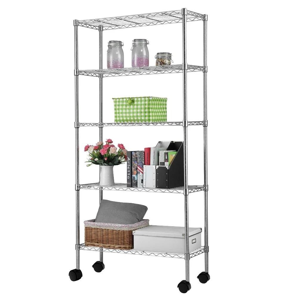 Commercial Tier Wire Shelving Rack With Wheels Heavy Duty Rolling Storage Shelf 2