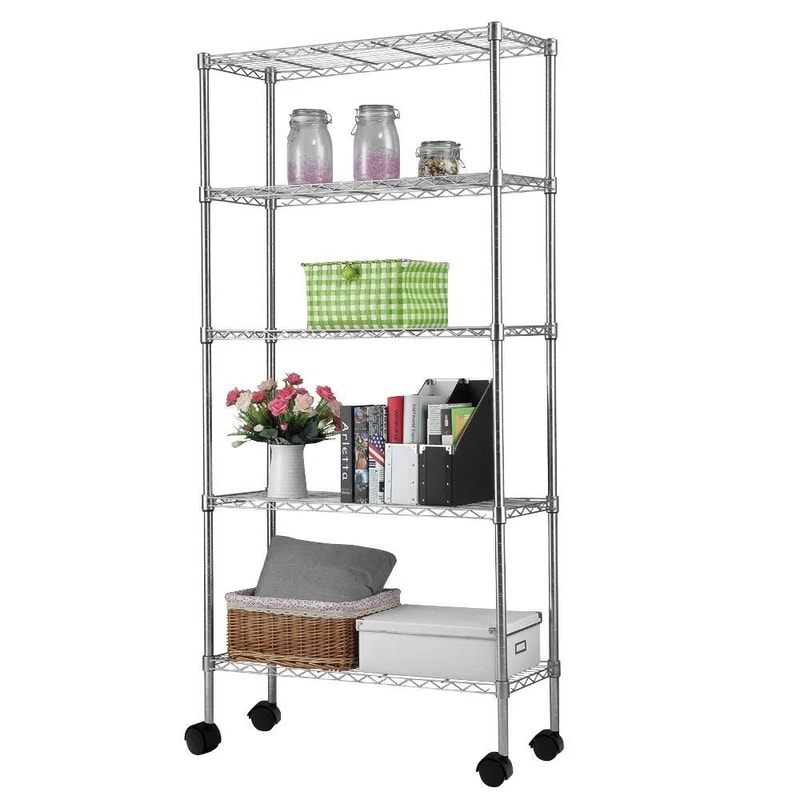 Commercial Tier Wire Shelving Rack With Wheels Heavy Duty Rolling Storage Shelf 2