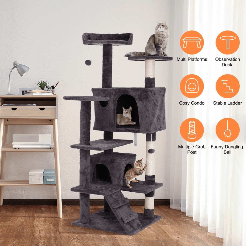Multi Level Cat Tree Tower With Scratching Posts And Cozy Perches Indoor Cat Activity Center 10