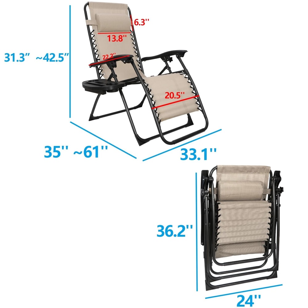 Zero Gravity Chairs Folding Outdoor Recliner Patio Lounge Chairs With Cup Holder 10