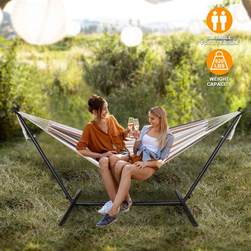 Portable Hammock With Stand For People Heavy Duty Outdoor Hammock Bed With Steel Frame Capacity 8