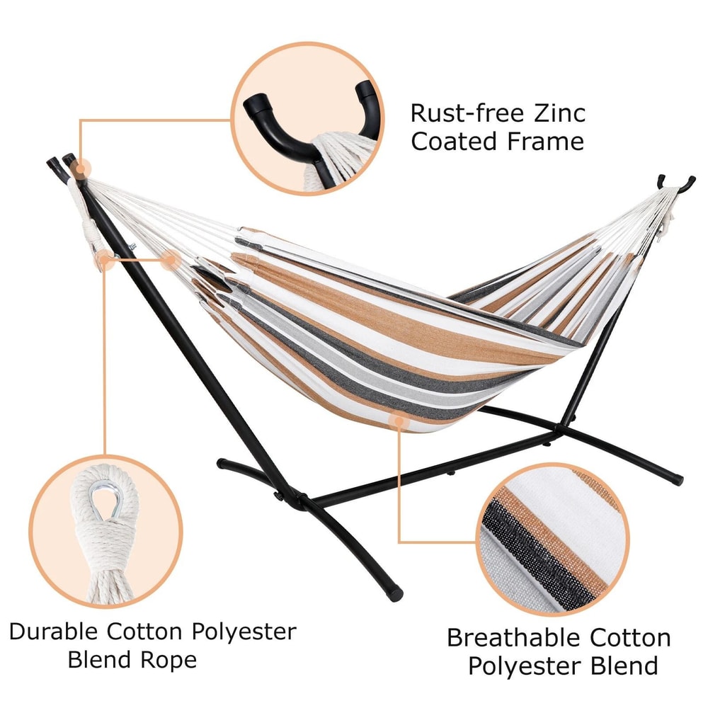 Portable Hammock With Stand For People Heavy Duty Outdoor Hammock Bed With Steel Frame Capacity 5