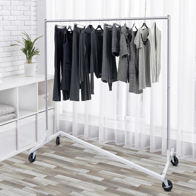 Heavy Duty Clothes Rack Rolling Garment Rack With Wheels Capacity Metal Clothing Organizer 0