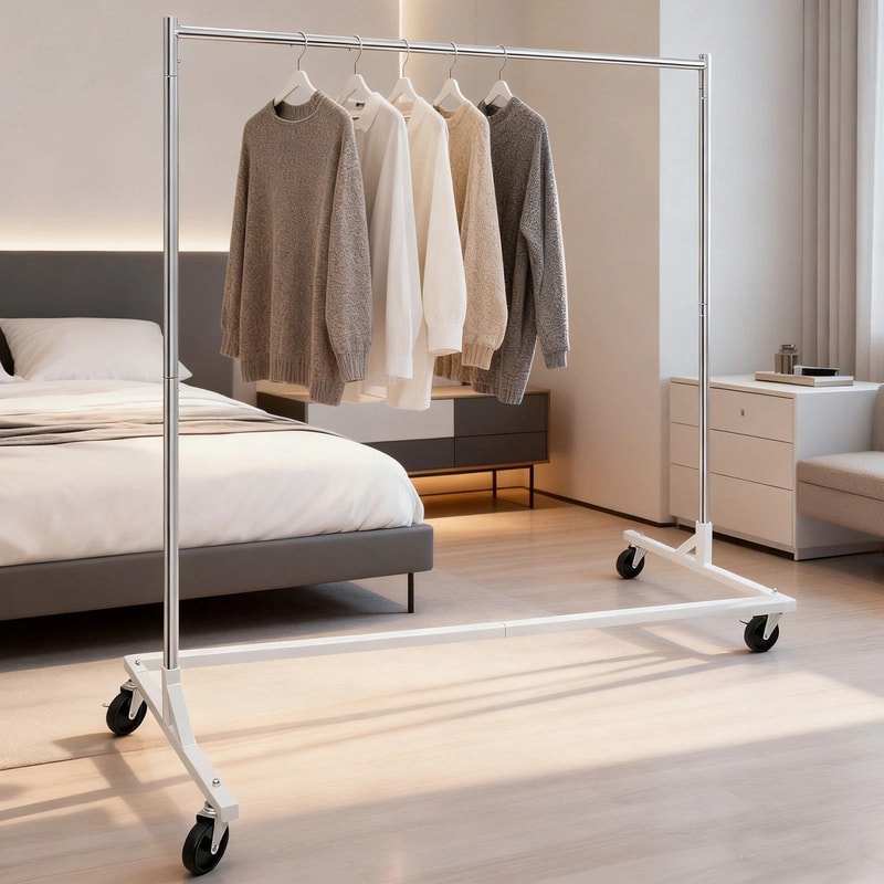 Heavy Duty Clothes Rack Rolling Garment Rack With Wheels Capacity Metal Clothing Organizer 7
