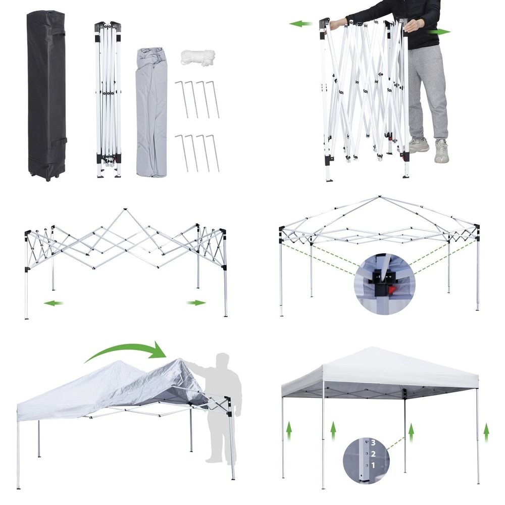 Portable Pop Up Canopy Tent With Adjustable Height And Wheeled Carry Bag For Outdoor Events 12