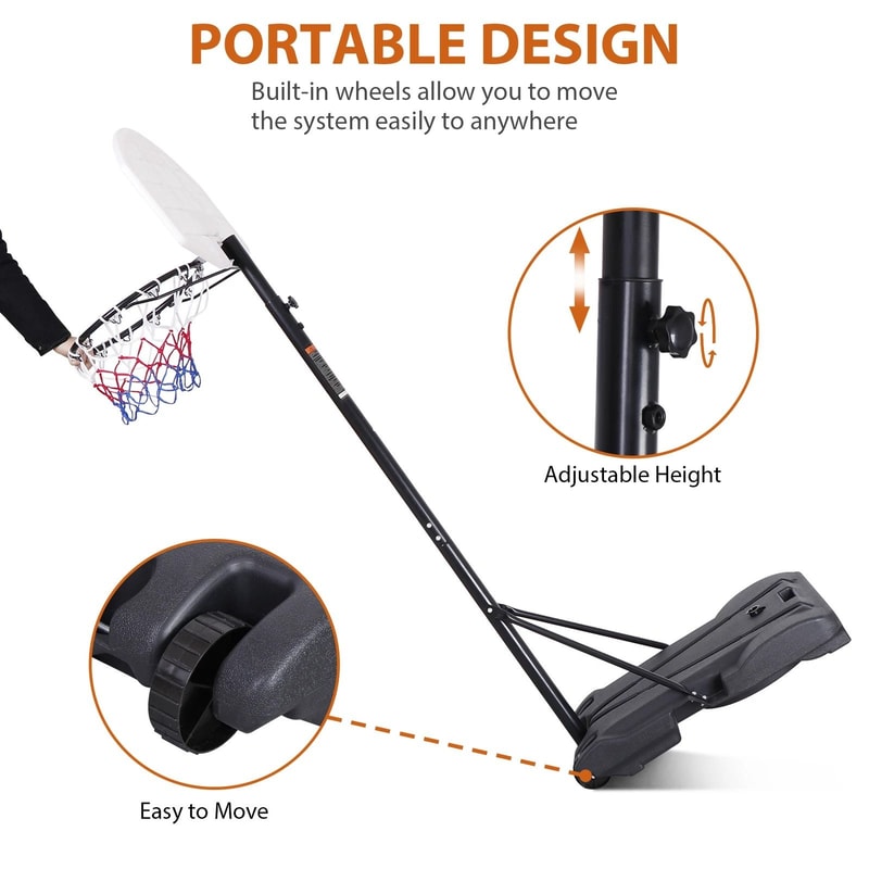 Adjustable Basketball Hoop Portable Outdoor Basketball Goal Stand For Kids Backyard Play 7