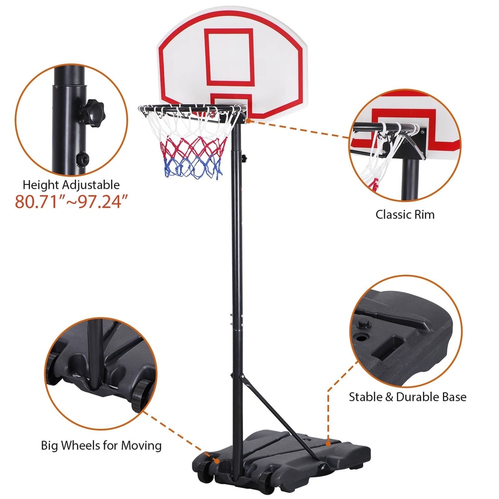 Adjustable Basketball Hoop Portable Outdoor Basketball Goal Stand For Kids Backyard Play 8
