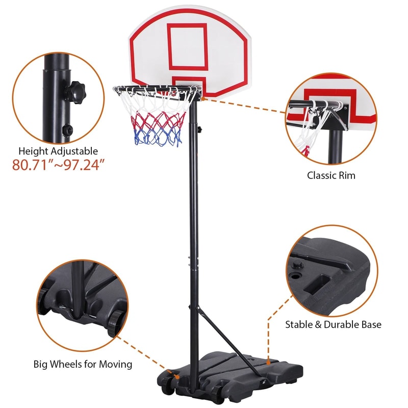 Adjustable Basketball Hoop Portable Outdoor Basketball Goal Stand For Kids Backyard Play 8