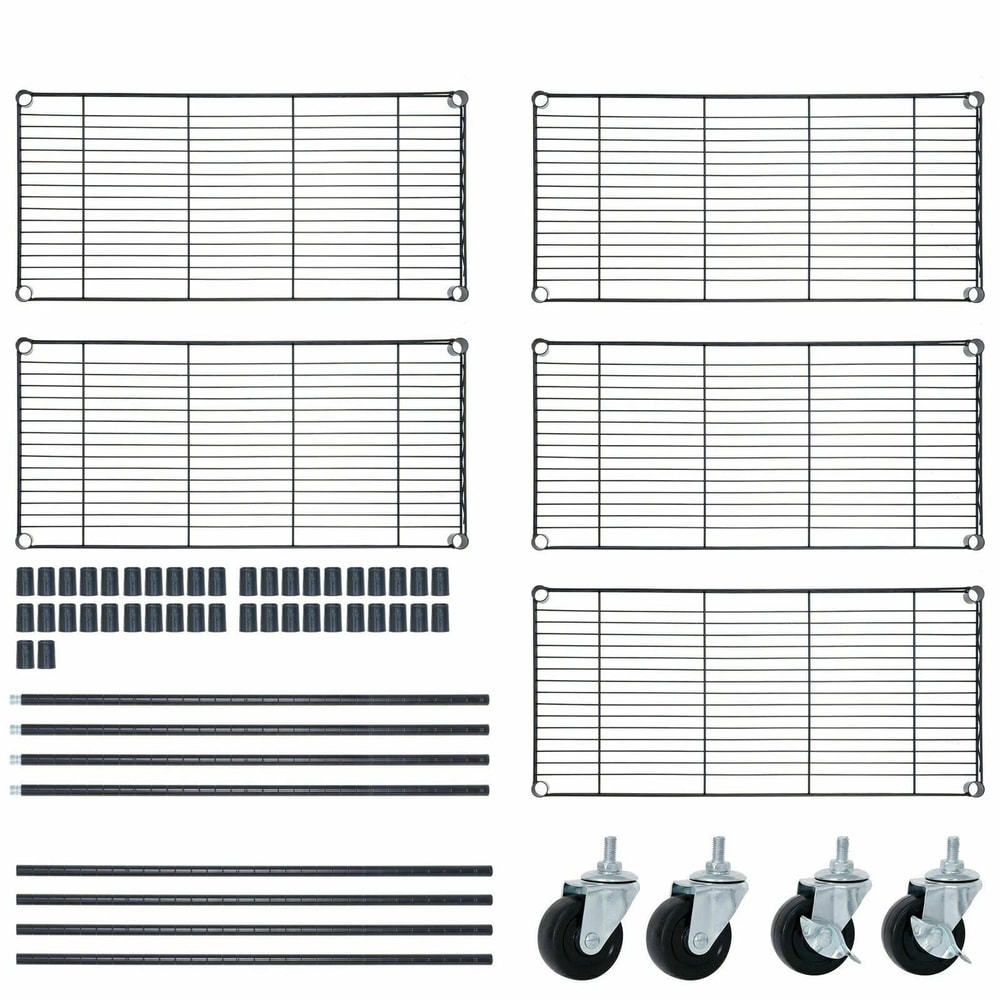 5 Tier Rolling Shelves Storage Rack With Large Space Caster Steel Unit For Home Office Garage Org 2