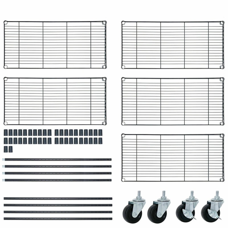5 Tier Rolling Shelves Storage Rack With Large Space Caster Steel Unit For Home Office Garage Org 2