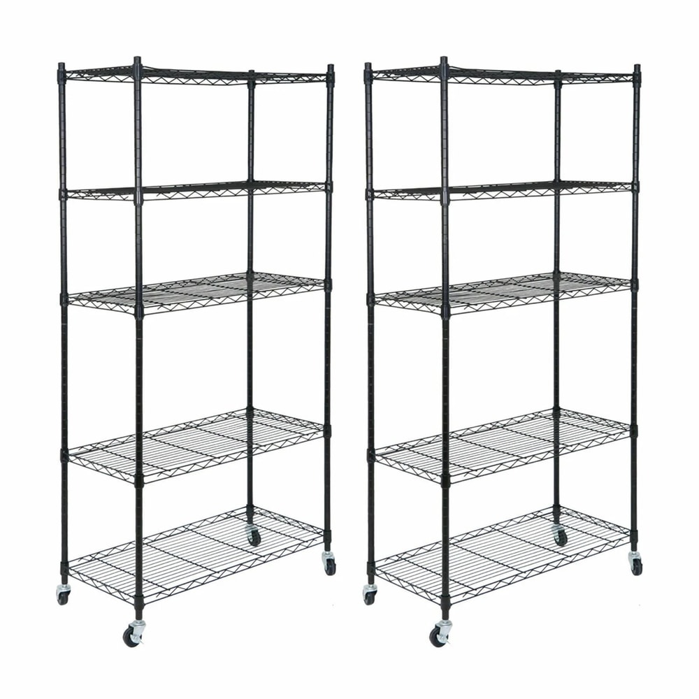 5 Tier Rolling Shelves Storage Rack With Large Space Caster Steel Unit For Home Office Garage Org 10