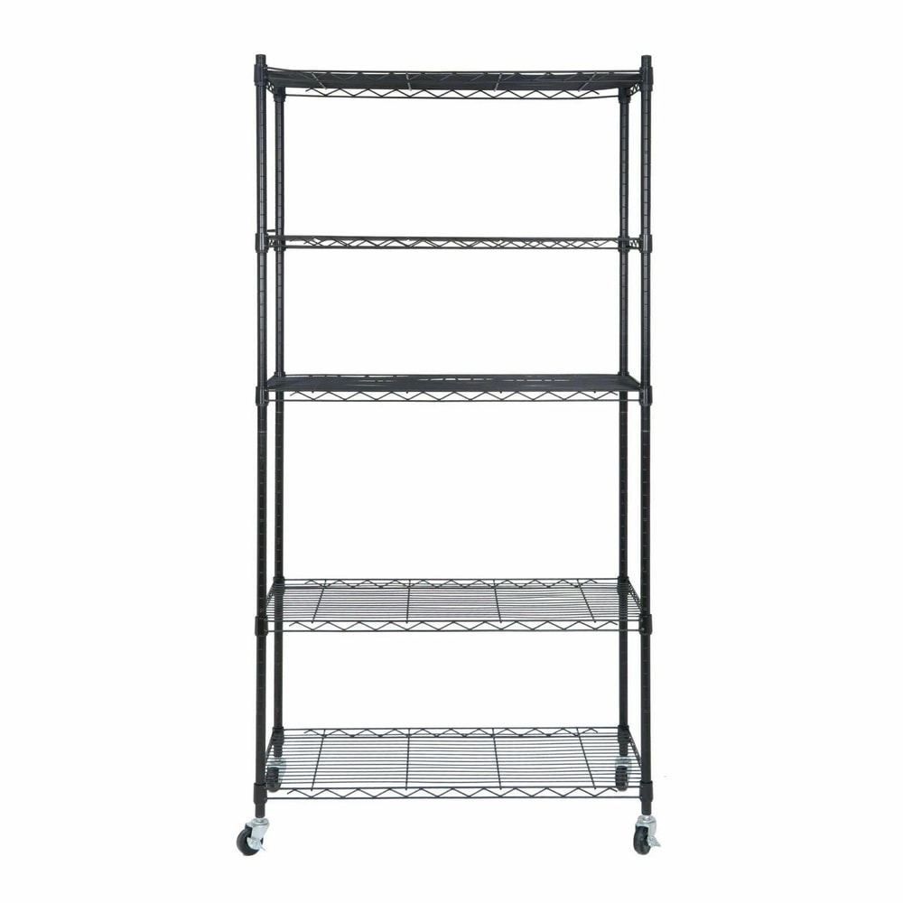 5 Tier Rolling Shelves Storage Rack With Large Space Caster Steel Unit For Home Office Garage Org 7