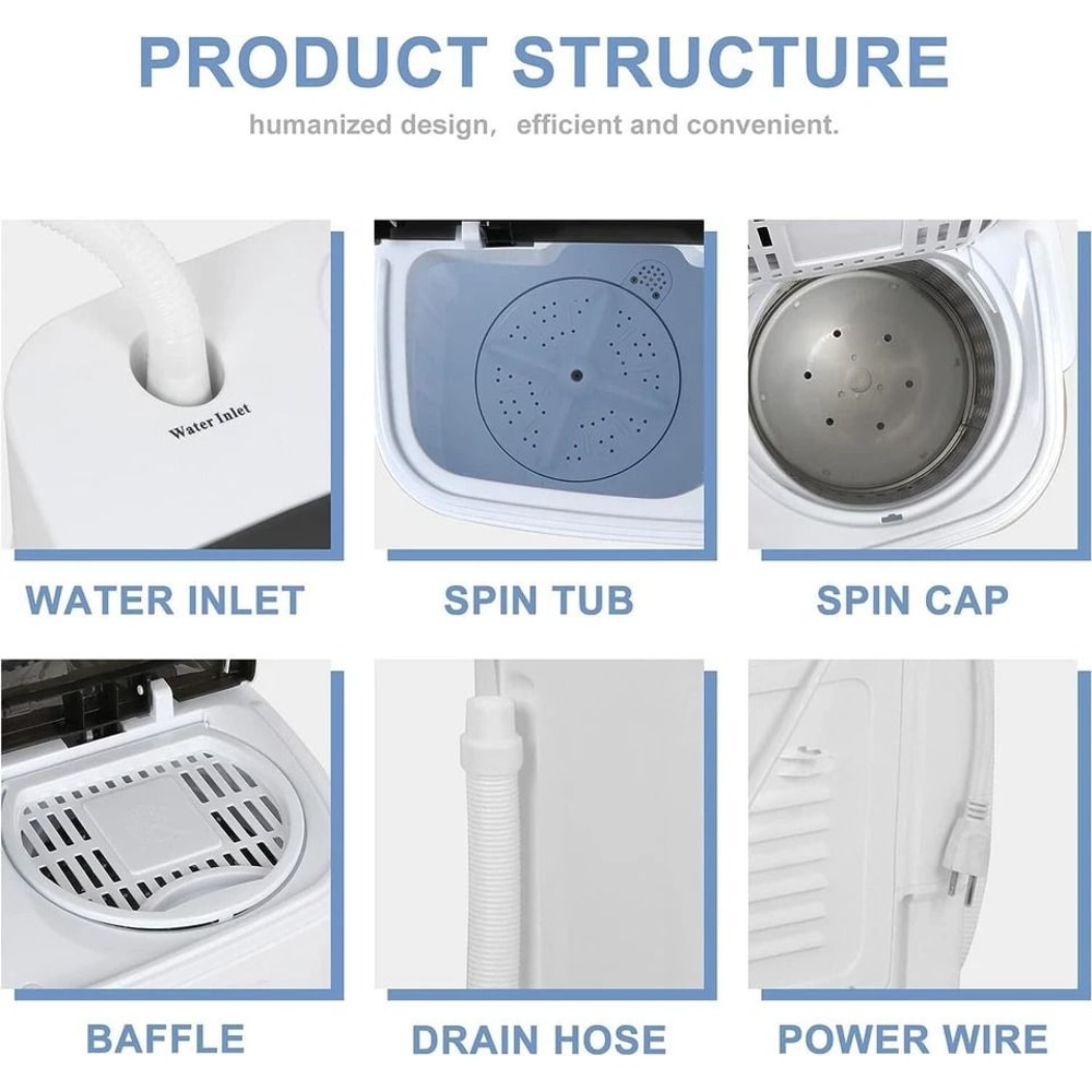 Portable Twin Tub Laundry System Compact Washer And Spin Dryer 13