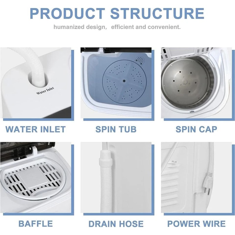 Portable Twin Tub Laundry System Compact Washer And Spin Dryer 13