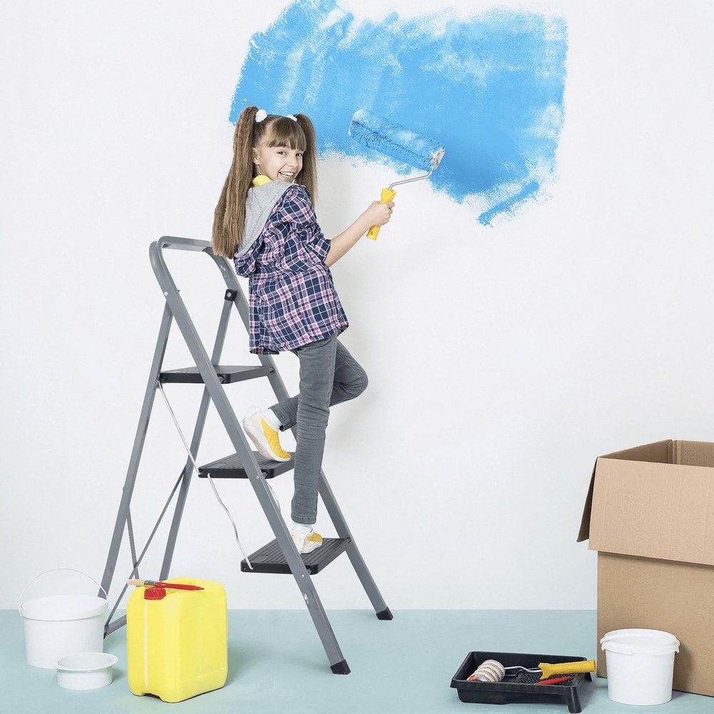 Heavy Duty Folding Step Ladder With Convenient Handgrip Portable Step Stool With Anti Slip Pedals 11