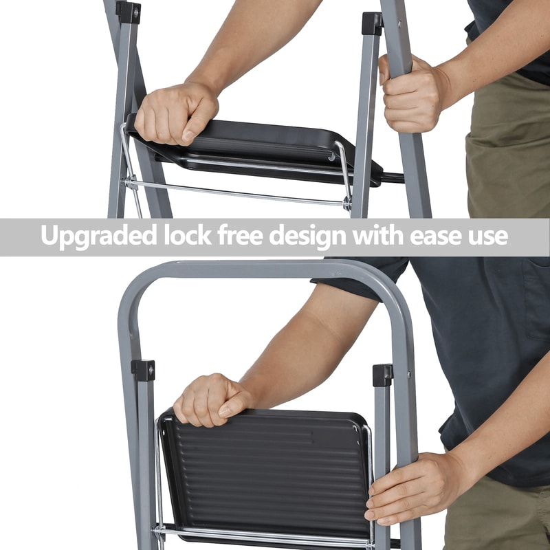 Heavy Duty Folding Step Ladder With Convenient Handgrip Portable Step Stool With Anti Slip Pedals 13