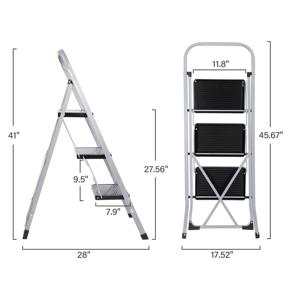 Heavy Duty Folding Step Ladder With Convenient Handgrip Portable Step Stool With Anti Slip Pedals 7