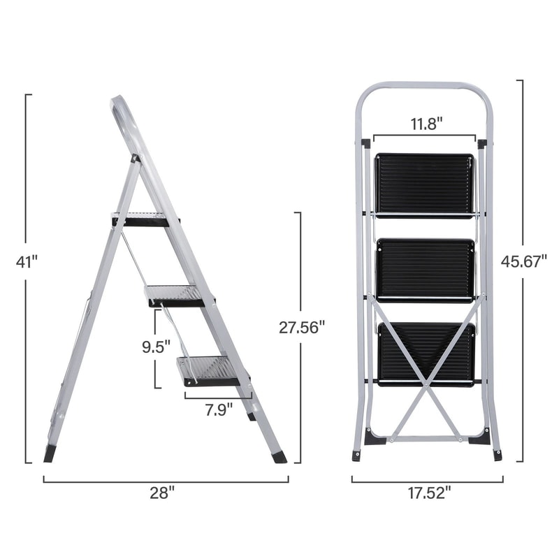 Heavy Duty Folding Step Ladder With Convenient Handgrip Portable Step Stool With Anti Slip Pedals 7