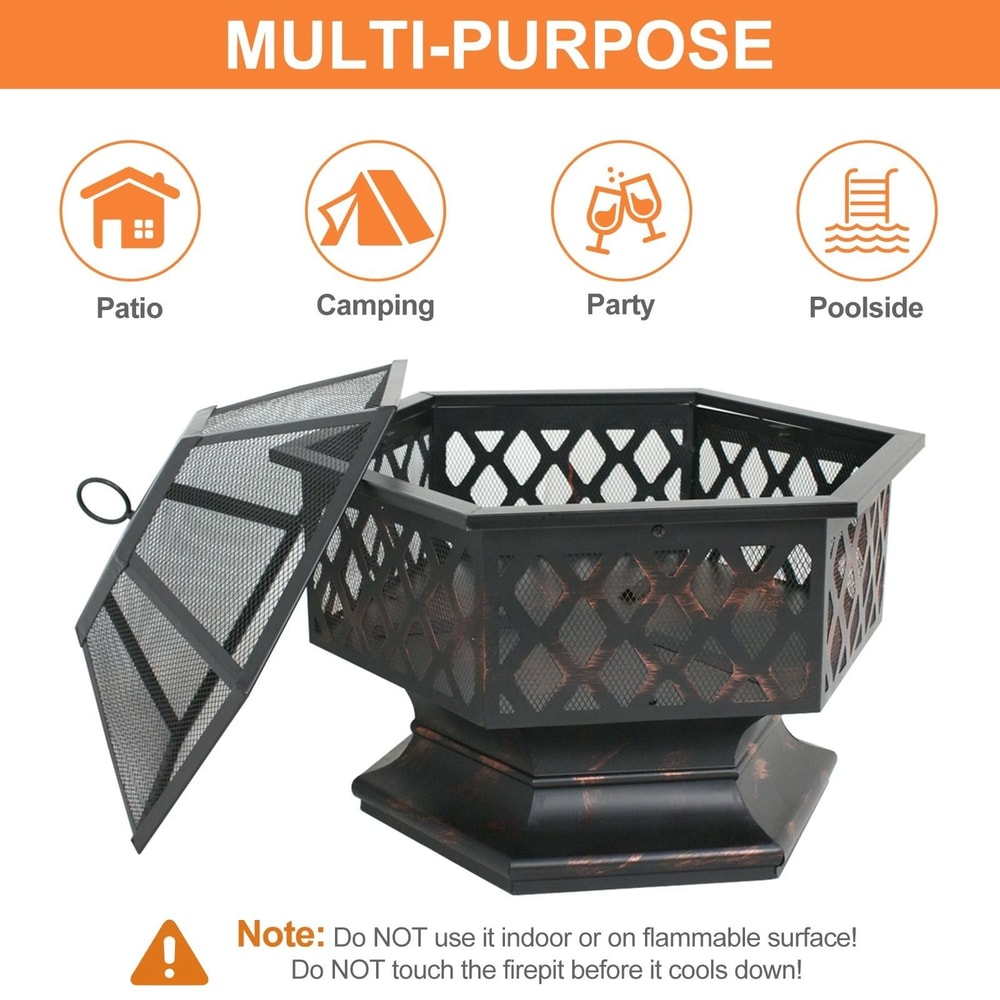 Outdoor Fire Pit Heater Wood Burning Patio Stove For Deck Backyard Fireplace Table Perfect For Outd 4