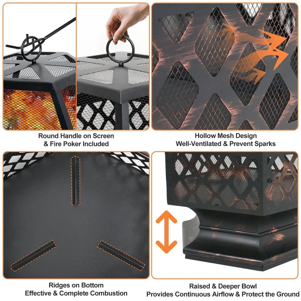 Outdoor Fire Pit Heater Wood Burning Patio Stove For Deck Backyard Fireplace Table Perfect For Outd 5